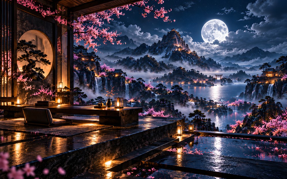 Moonlit Temple Valley Retreat